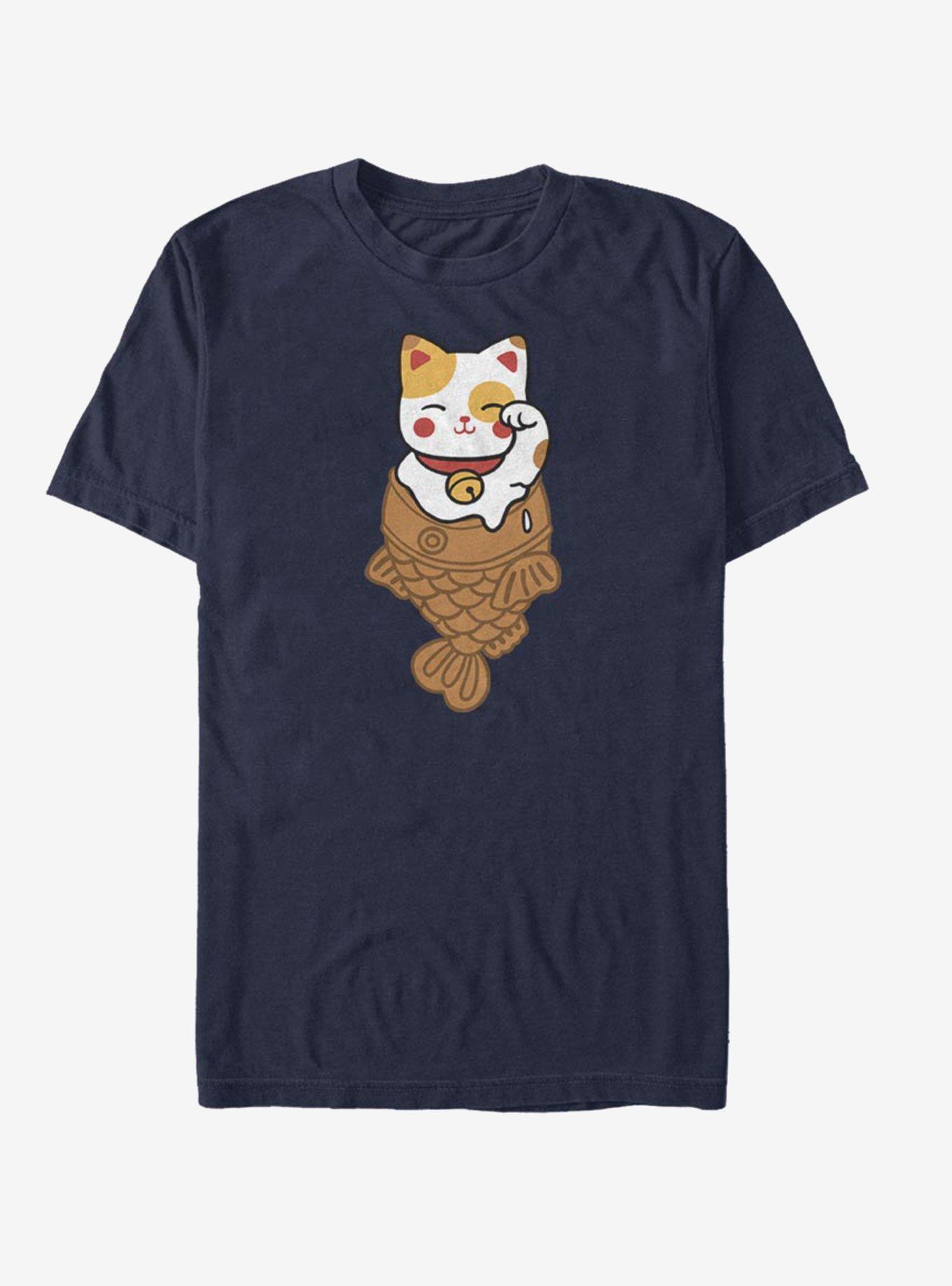 Lucky Cat Taiyaki T-Shirt, NAVY, hi-res