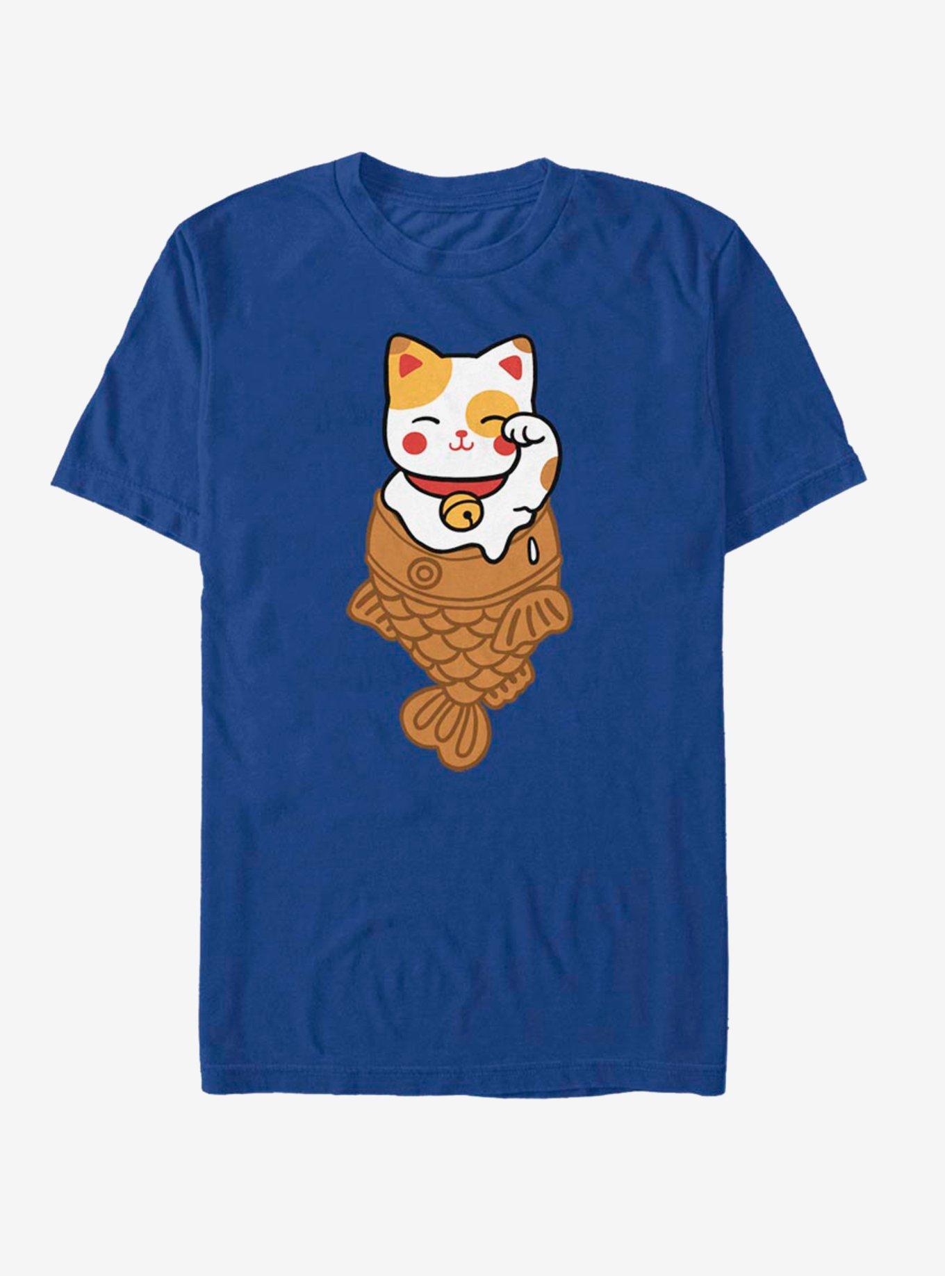 Lucky Cat Taiyaki T-Shirt, ROYAL, hi-res