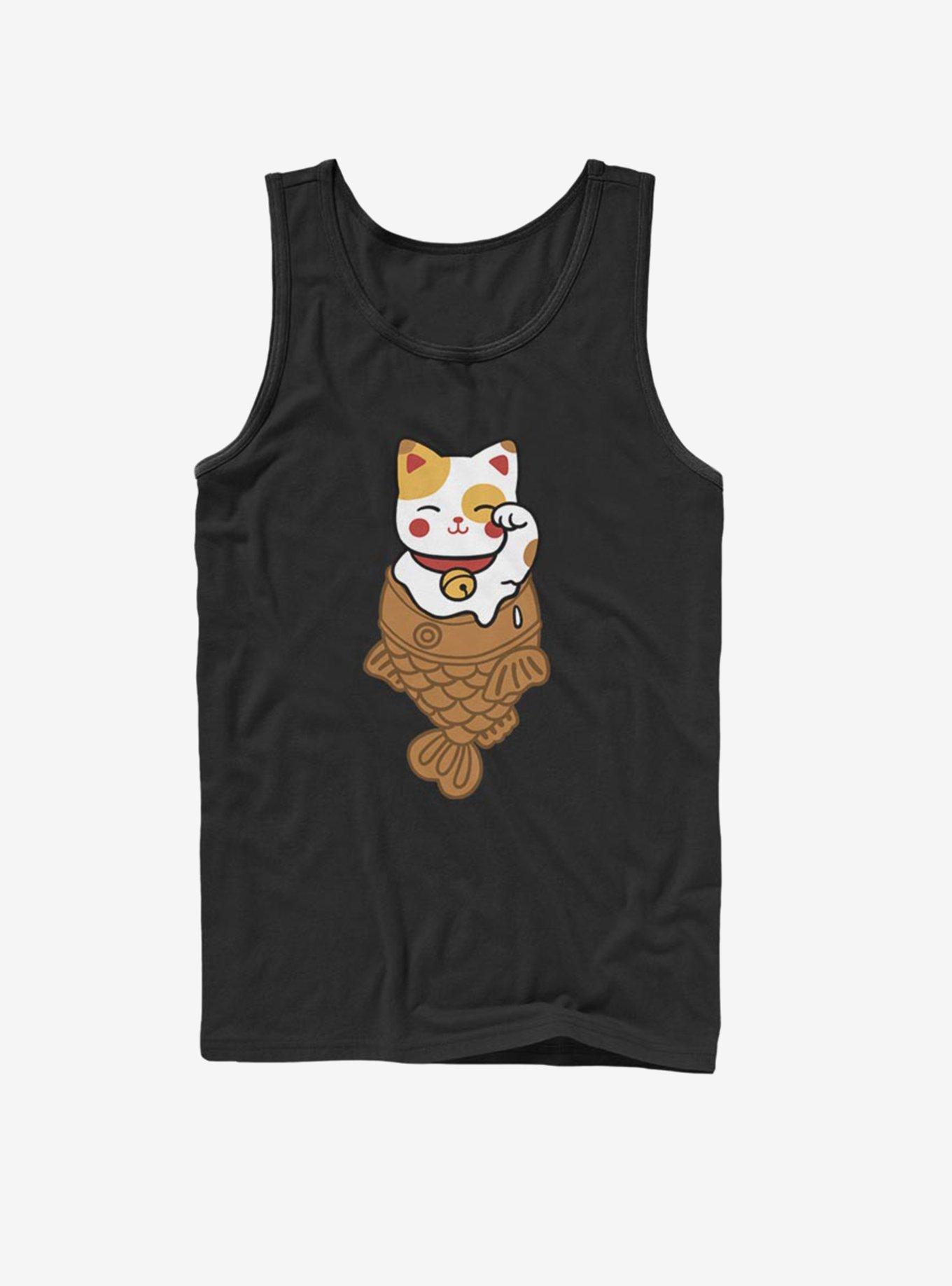 Lucky Cat Taiyaki Tank, BLACK, hi-res