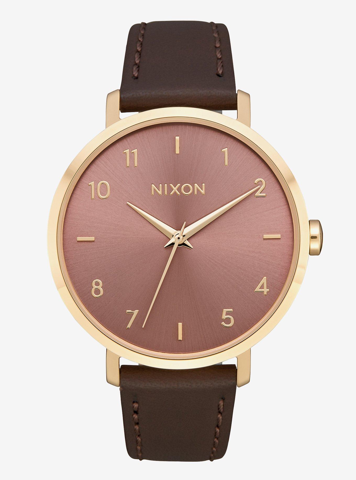 Nixon Arrow Leather Light Gold Marsala Watch Hot Topic