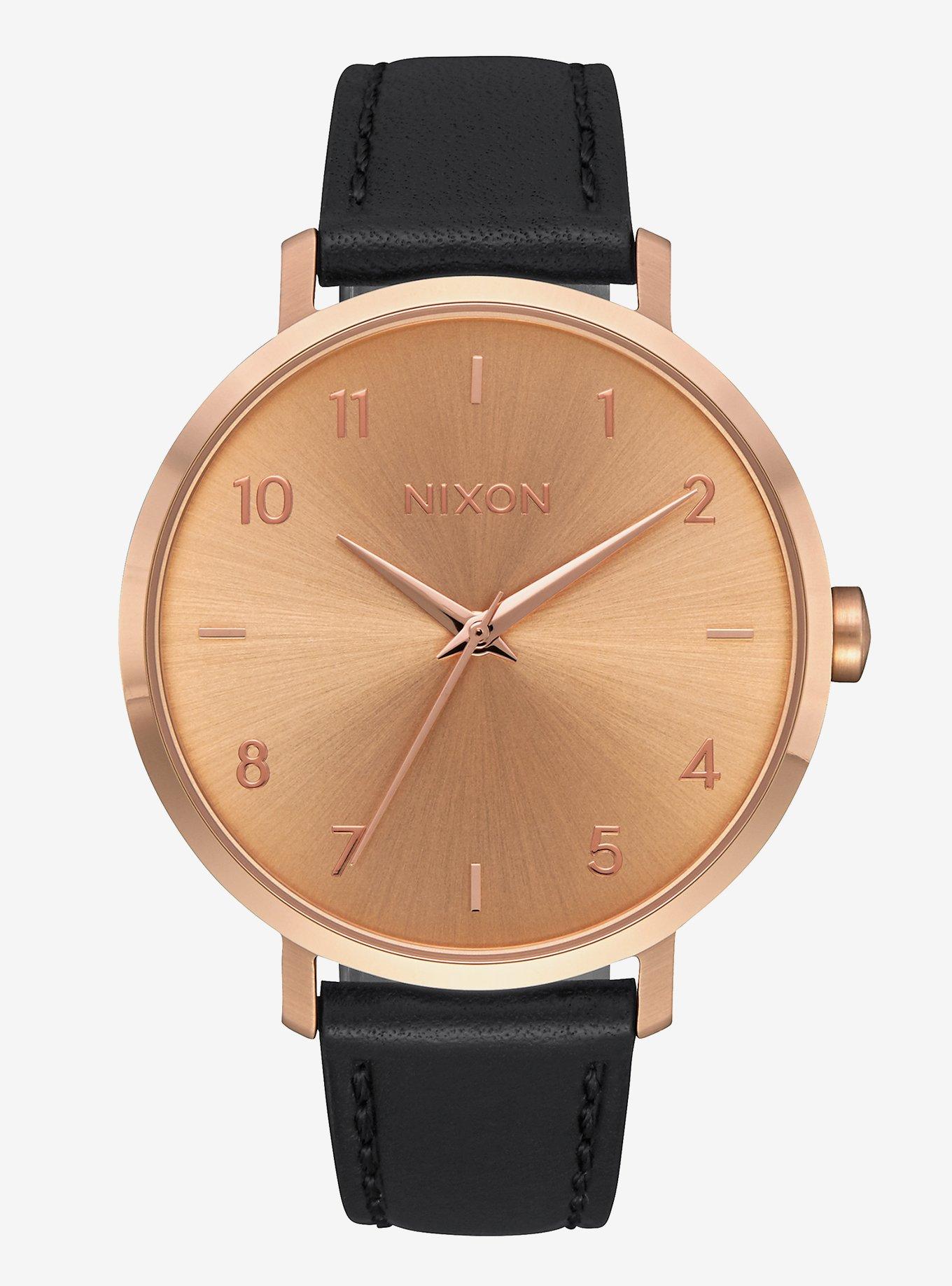Nixon Arrow Leather Rose Gold Black Watch | Hot Topic display picture 3