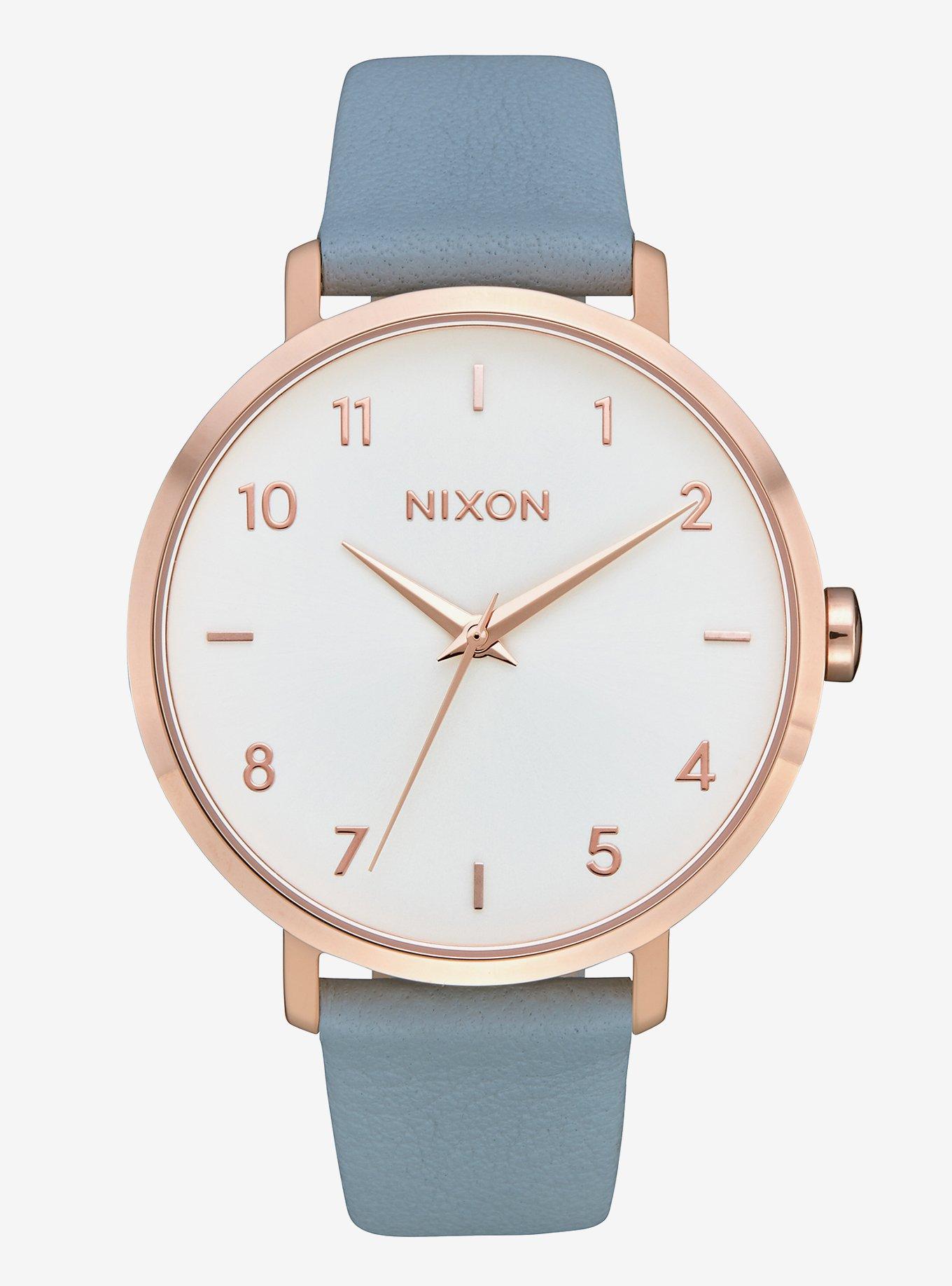 Nixon Arrow Leather Rose Gold Blue Watch, , hi-res