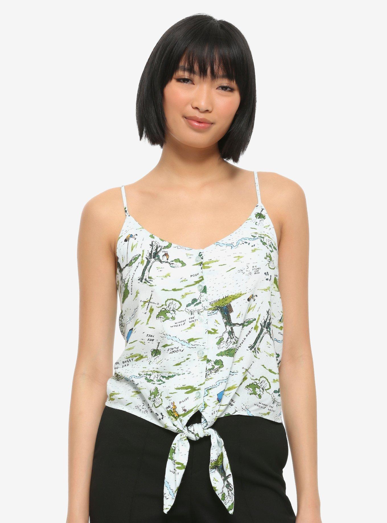 Disney Winnie The Pooh Hundred Acre Wood Tie-Front Tank Top, MULTI, hi-res