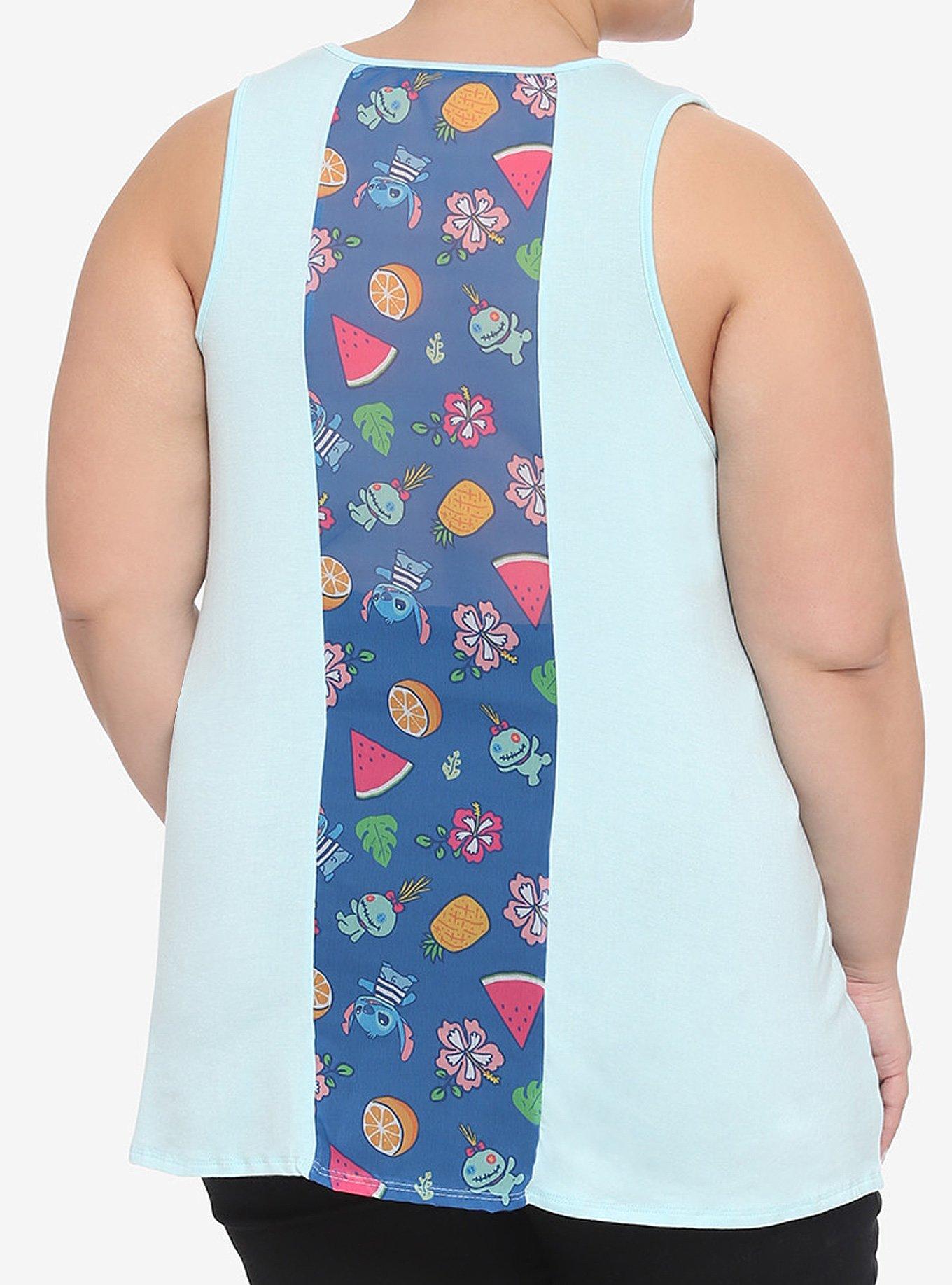 Disney Lilo & Stitch Fruit Stitch Chiffon Back Tank Top Plus Size, MULTI, hi-res