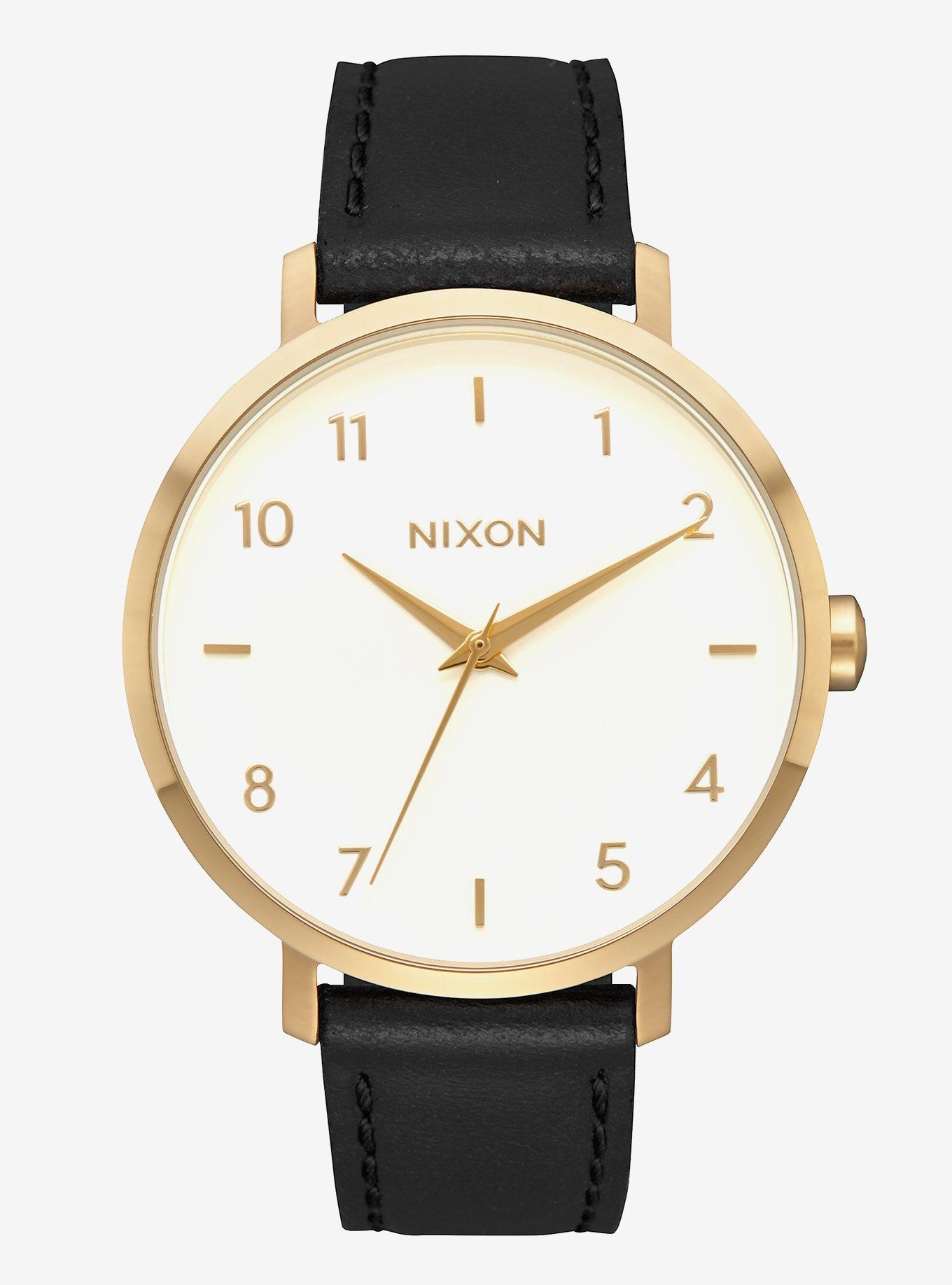 Nixon Arrow Leather Gold Cream Black Watch, , hi-res