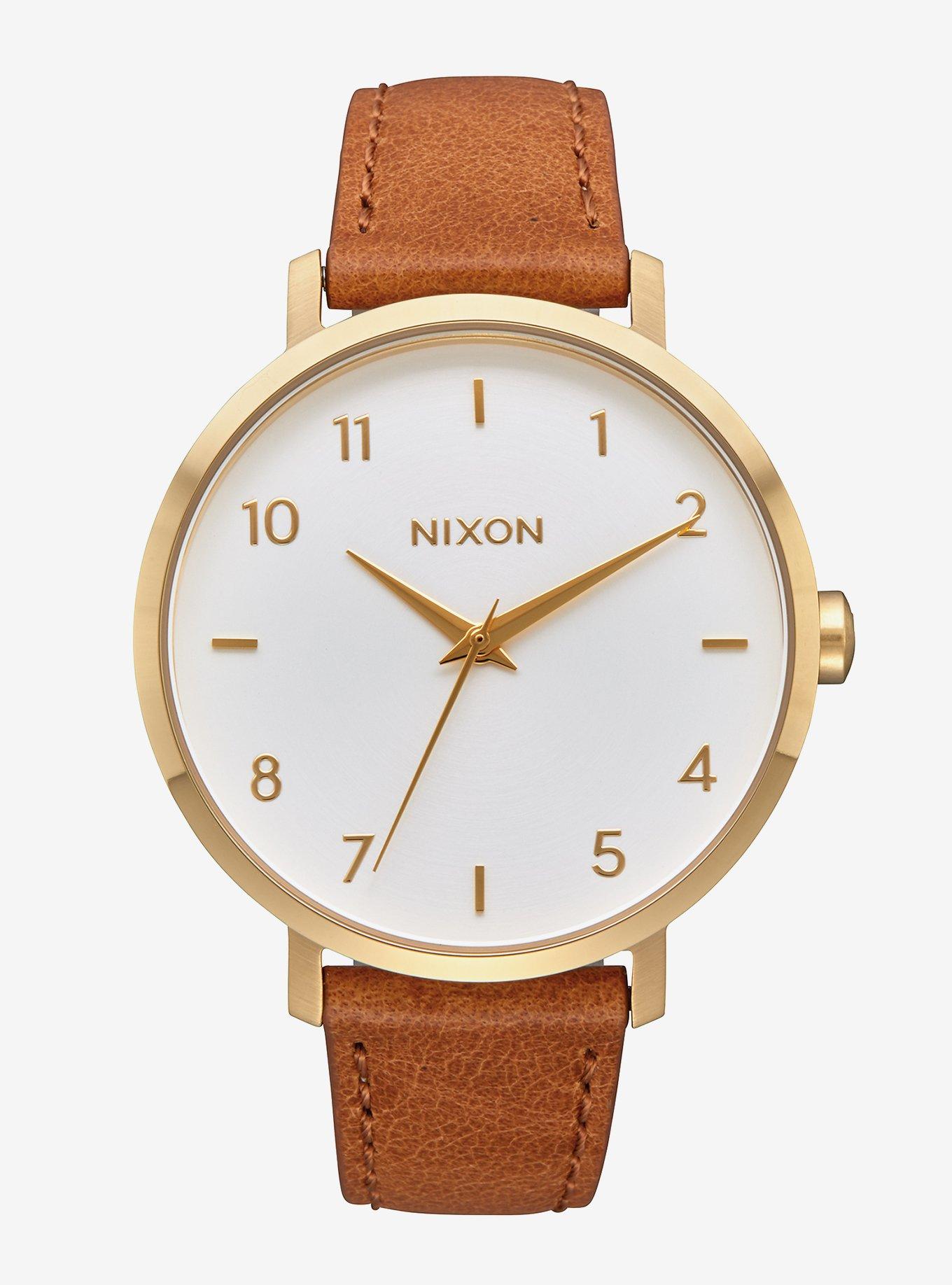 Nixon Arrow Leather Gold White Saddle Watch, , hi-res