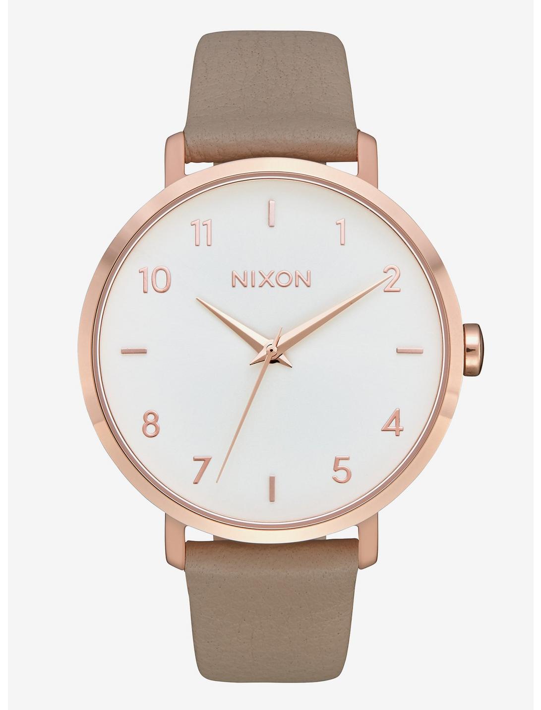 Nixon Arrow Leather Rose Gold Gray Watch, , hi-res