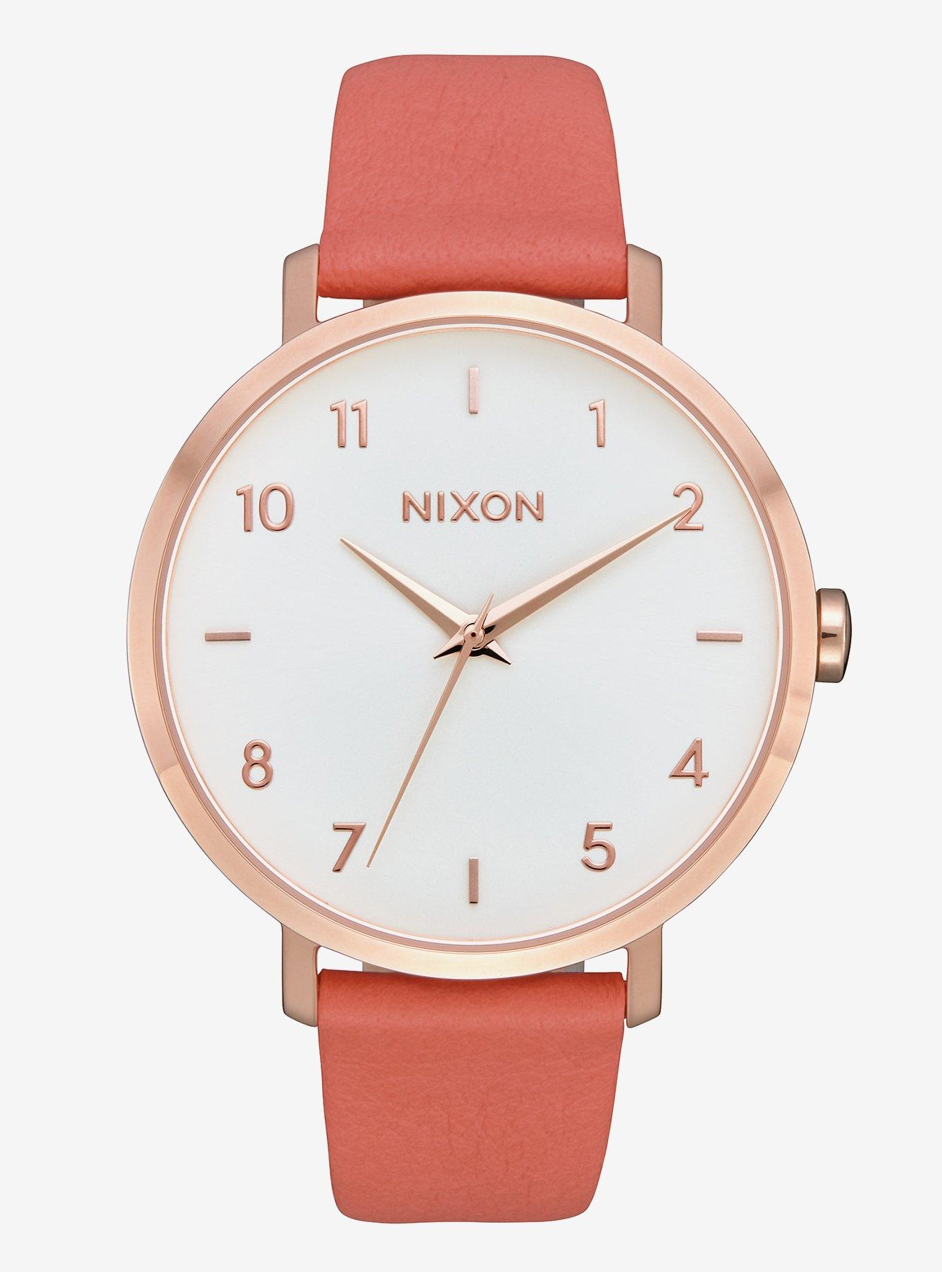 Nixon Arrow Leather Rose Gold Salmon Watch, , hi-res