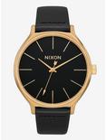 Nixon Clique Leather Gold Black Watch, , hi-res
