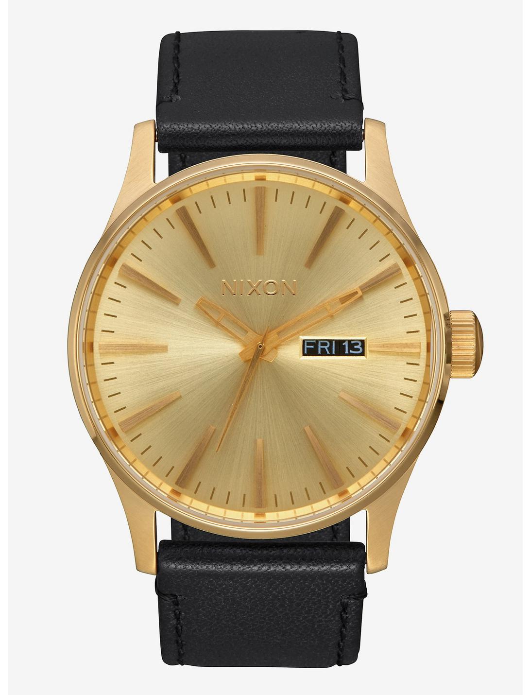 Nixon Sentry Leather All Gold Black Watch, , hi-res