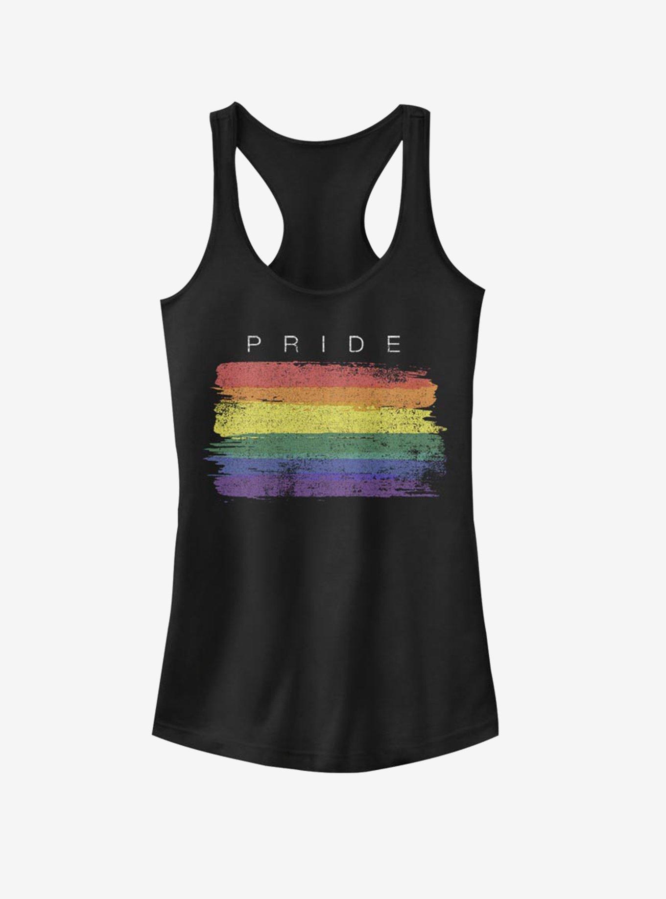 Pride Paintbrush Rainbow Girls Tank, BLACK, hi-res