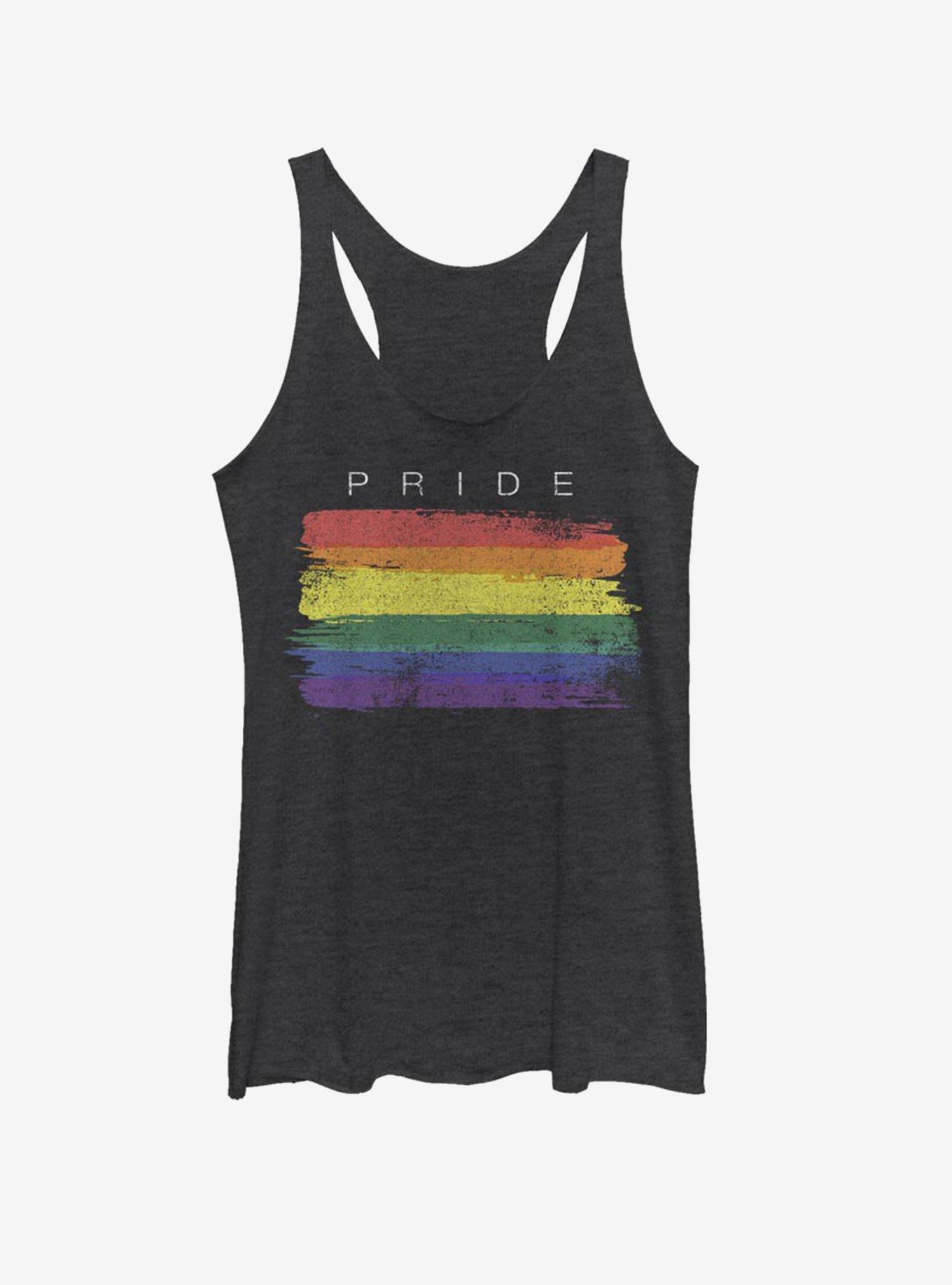 Pride Paintbrush Rainbow Girls Tank, BLK HTR, hi-res