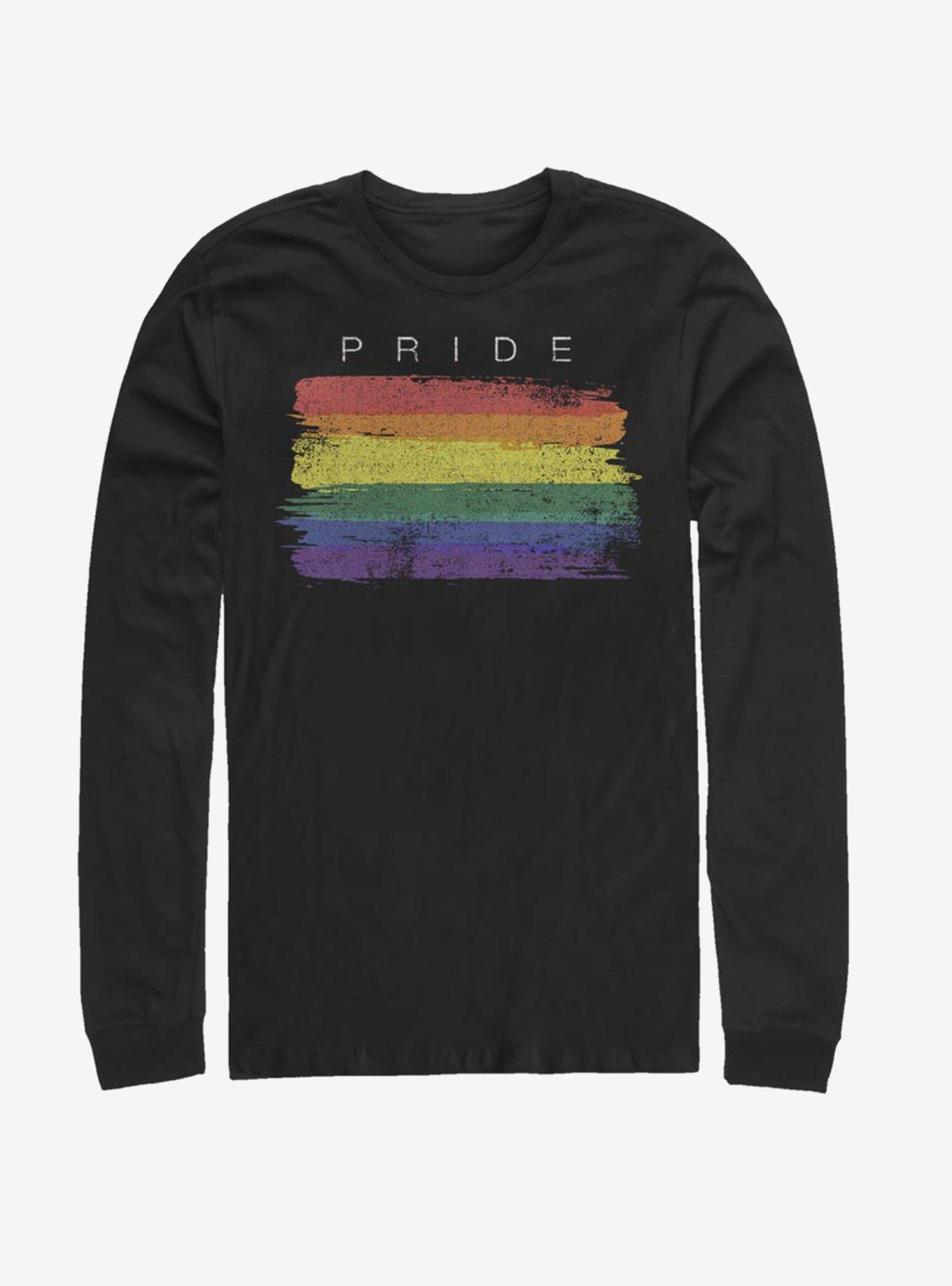 Pride Paintbrush Rainbow Long-Sleeve T-Shirt, BLACK, hi-res