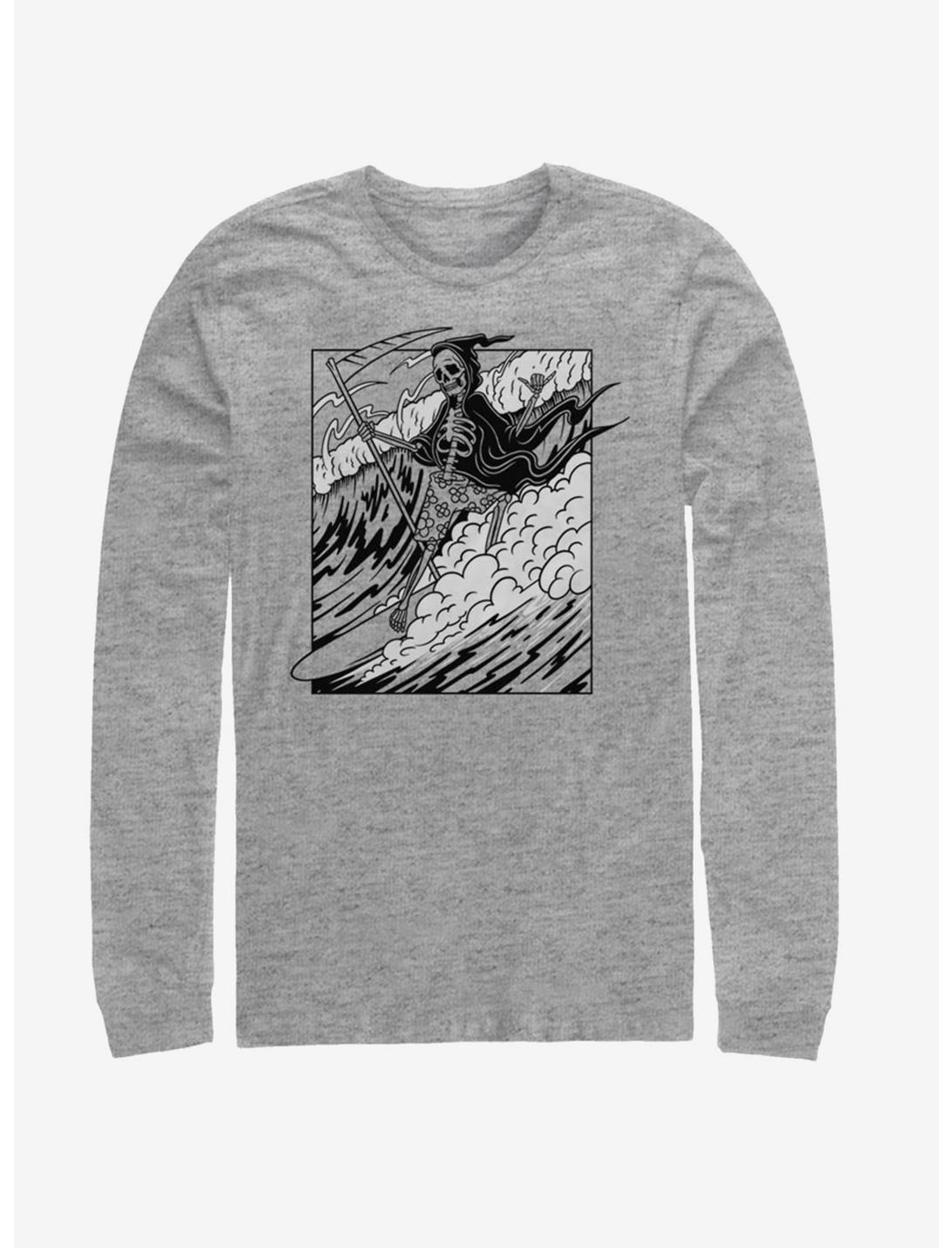 Grim Reaper Surfing Long-Sleeve T-Shirt, ATH HTR, hi-res