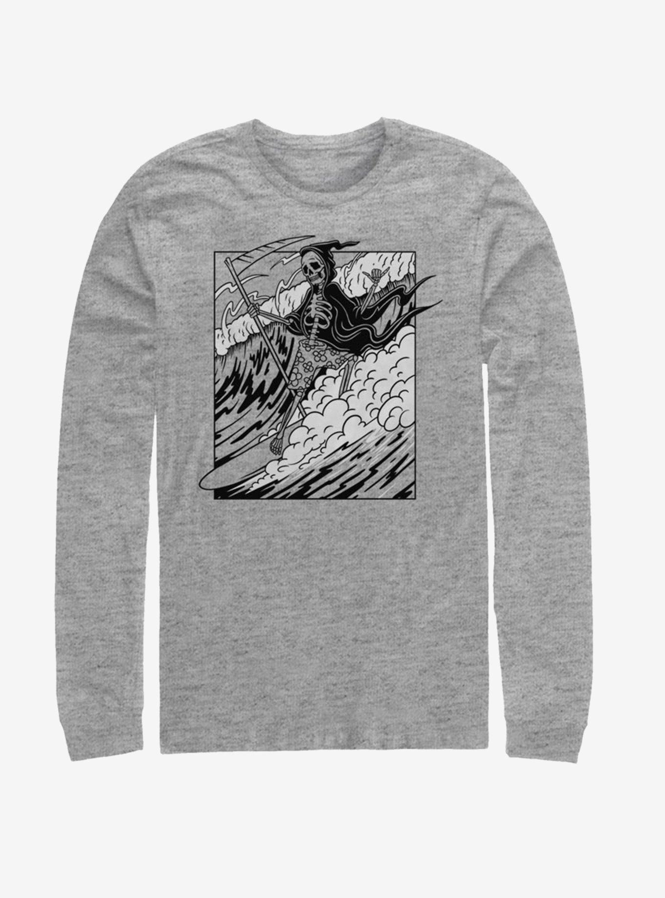 Grim Reaper Surfing Long-Sleeve T-Shirt, ATH HTR, hi-res