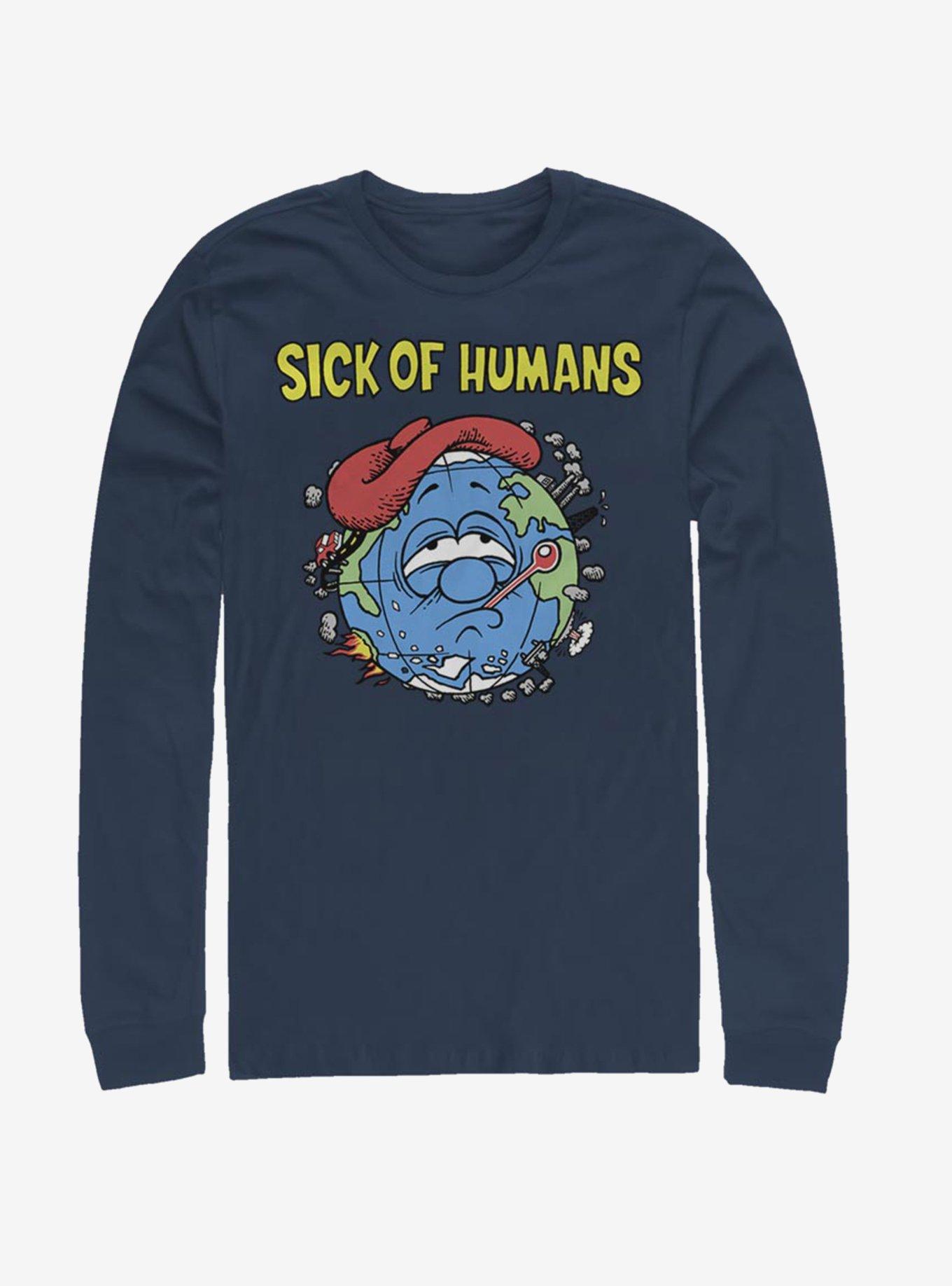 Sick Of Humans Long-Sleeve T-Shirt, NAVY, hi-res