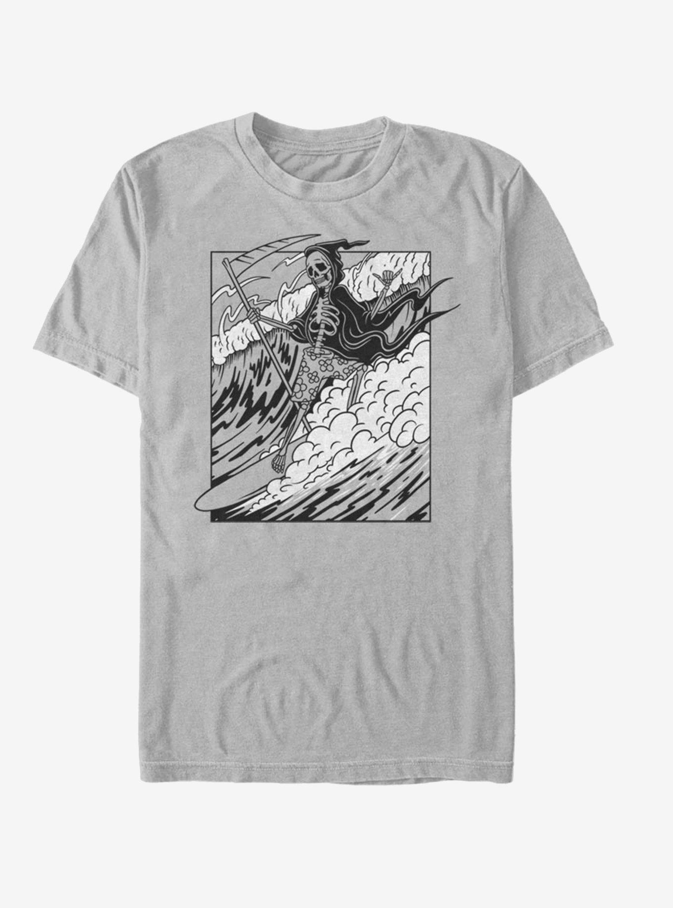 Grim Reaper Surfing T-Shirt, SILVER, hi-res