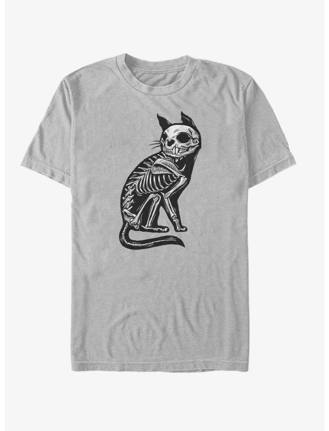 Cat X-Ray Skeleton T-Shirt, SILVER, hi-res