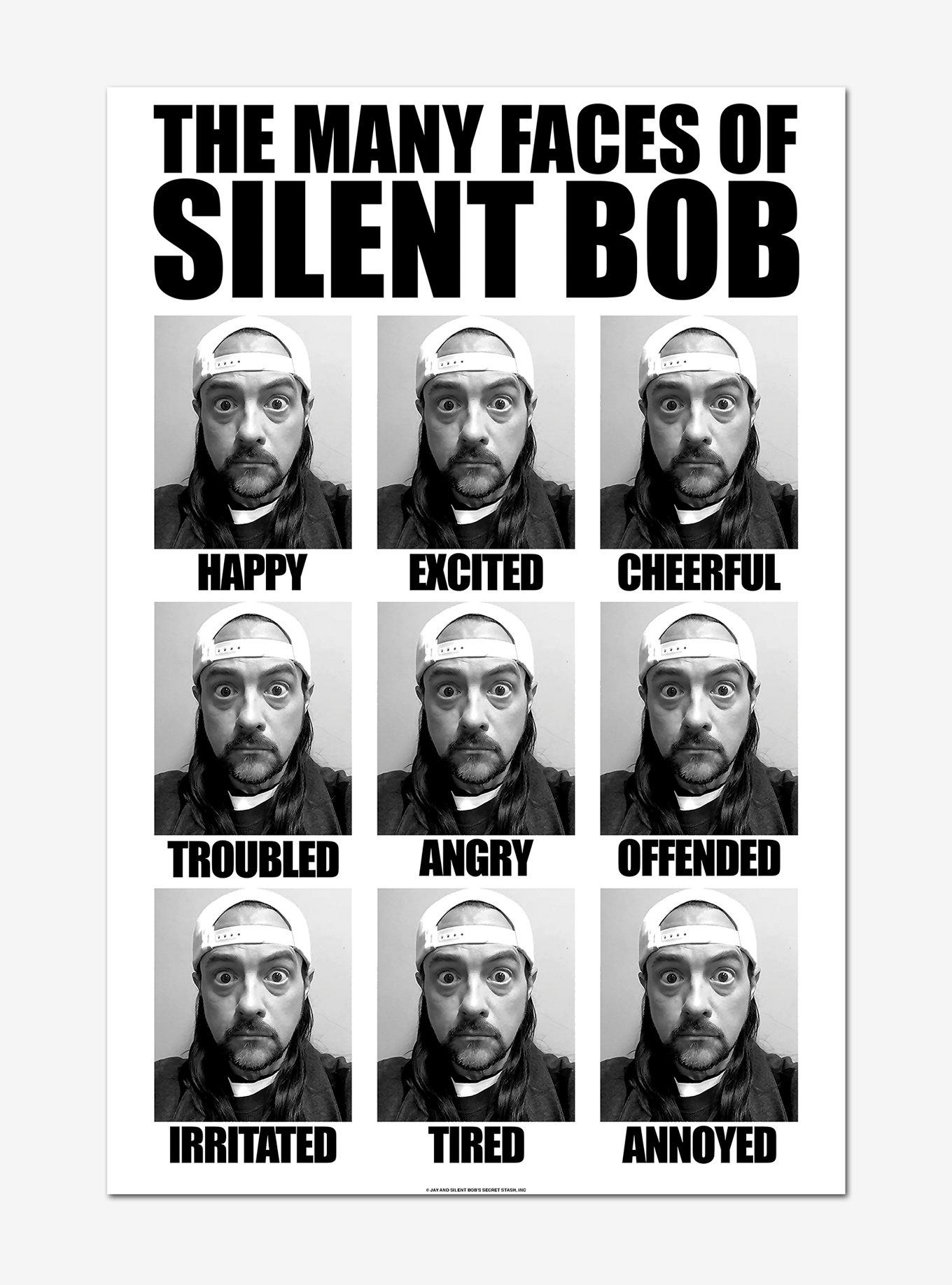 Jay And Silent Bob Reboot The Many Faces Of Silent Bob Poster, WHITE, hi-res