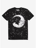 Cat In The Moon Splatter T-Shirt, BLACK, hi-res