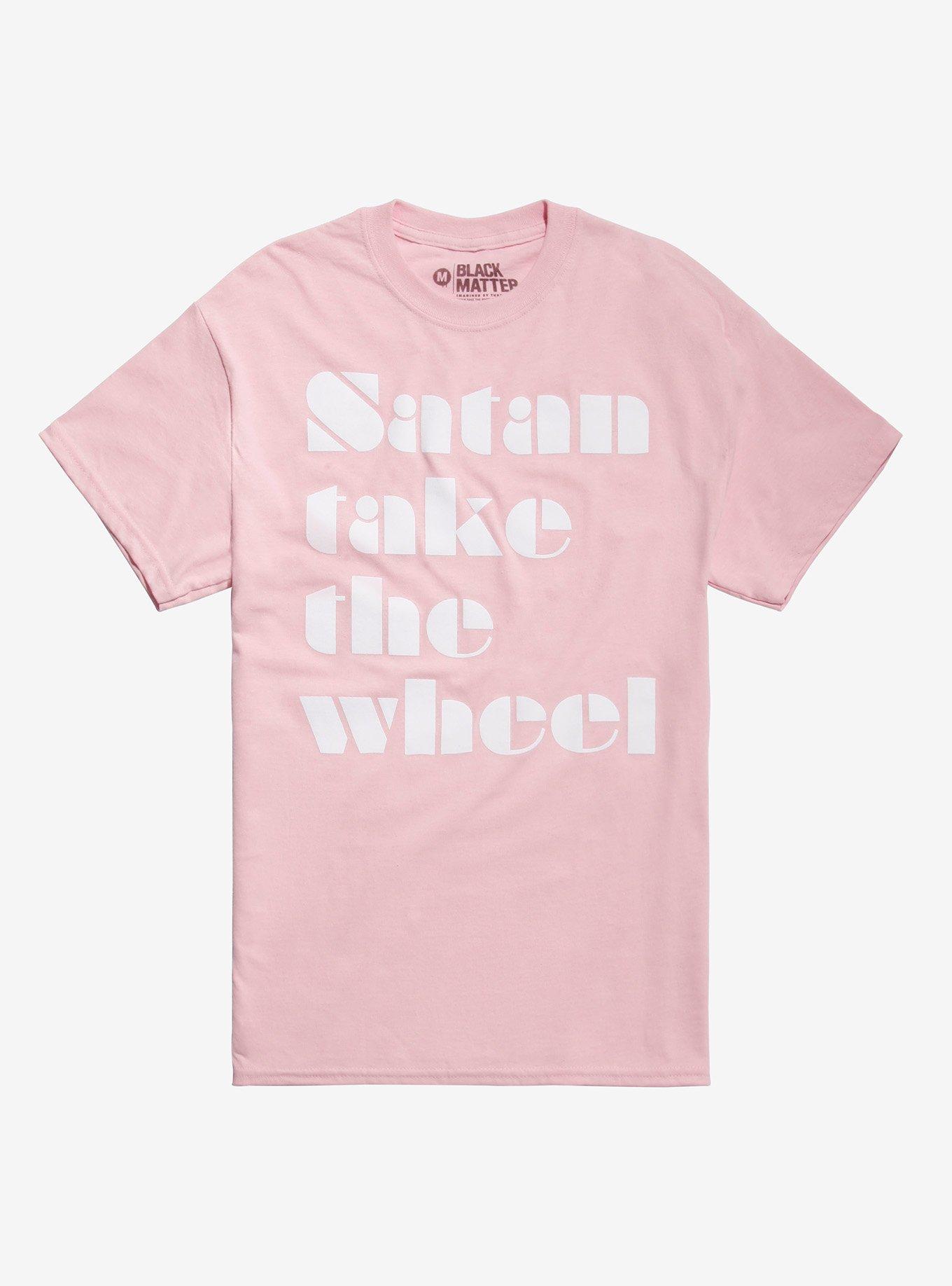 Satan Take The Wheel T-Shirt By Jordan Shiveley, PINK, hi-res