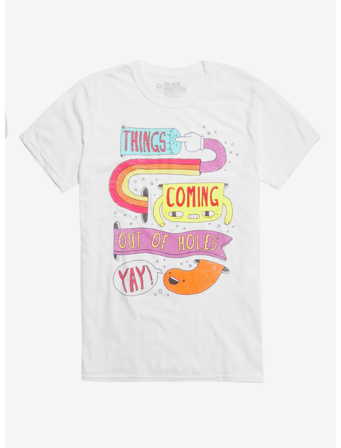 Things Coming Out Of Holes, Yay! T-Shirt By Perry Beanie, NAVY, hi-res