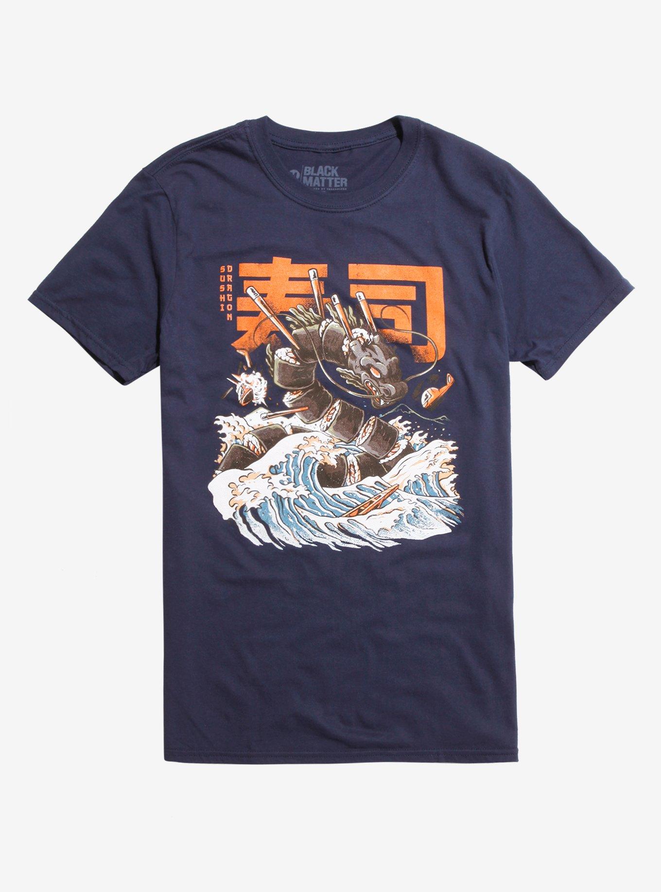 Great Sushi Dragon T-Shirt By Ilustrata, NAVY, hi-res