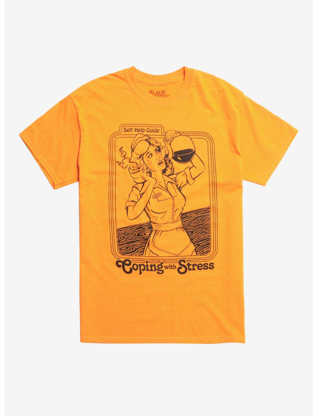 Coping With Stress Neon Orange T-Shirt By Steven Rhodes Hot Topic Exclusive, SAFETY ORANGE, hi-res
