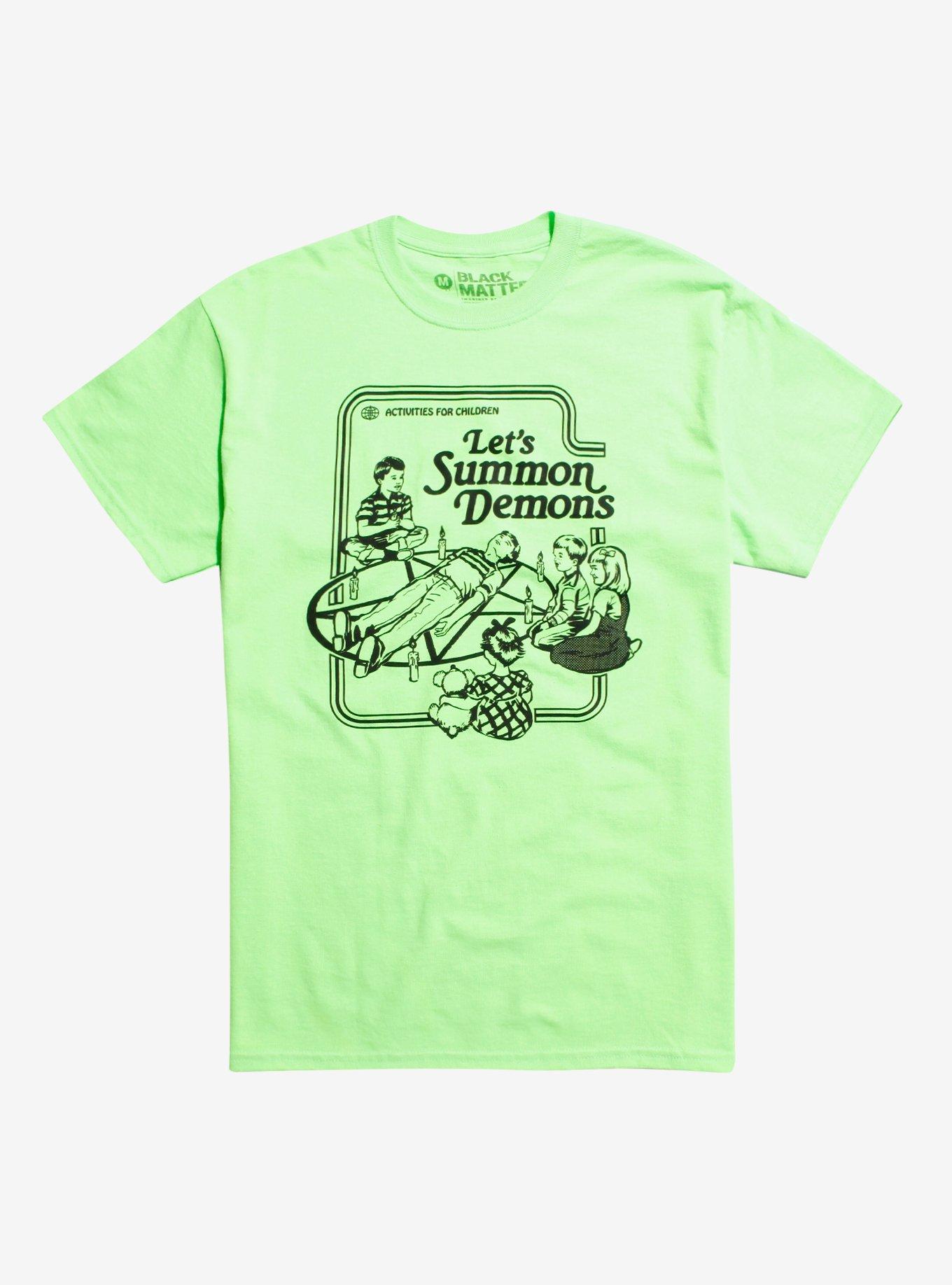 Let's Summon Demons Neon Green T-Shirt By Steven Rhodes Hot Topic Exclusive, NEON GREEN, hi-res