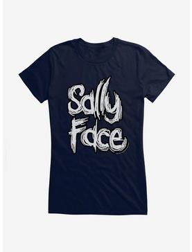 Sally Face Bold Title Script Girls T-Shirt, NAVY, hi-res