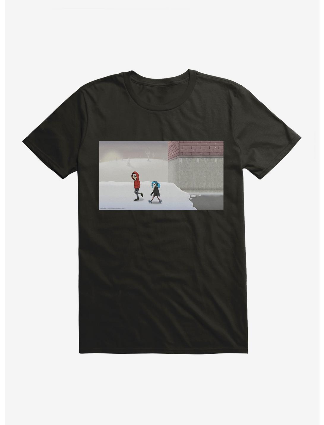 Sally Face Walking Through The Snow T-Shirt, BLACK, hi-res