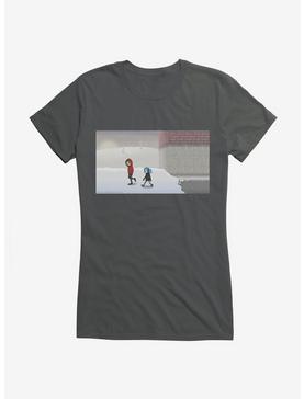 Sally Face Walking Through The Snow Girls T-Shirt, CHARCOAL, hi-res