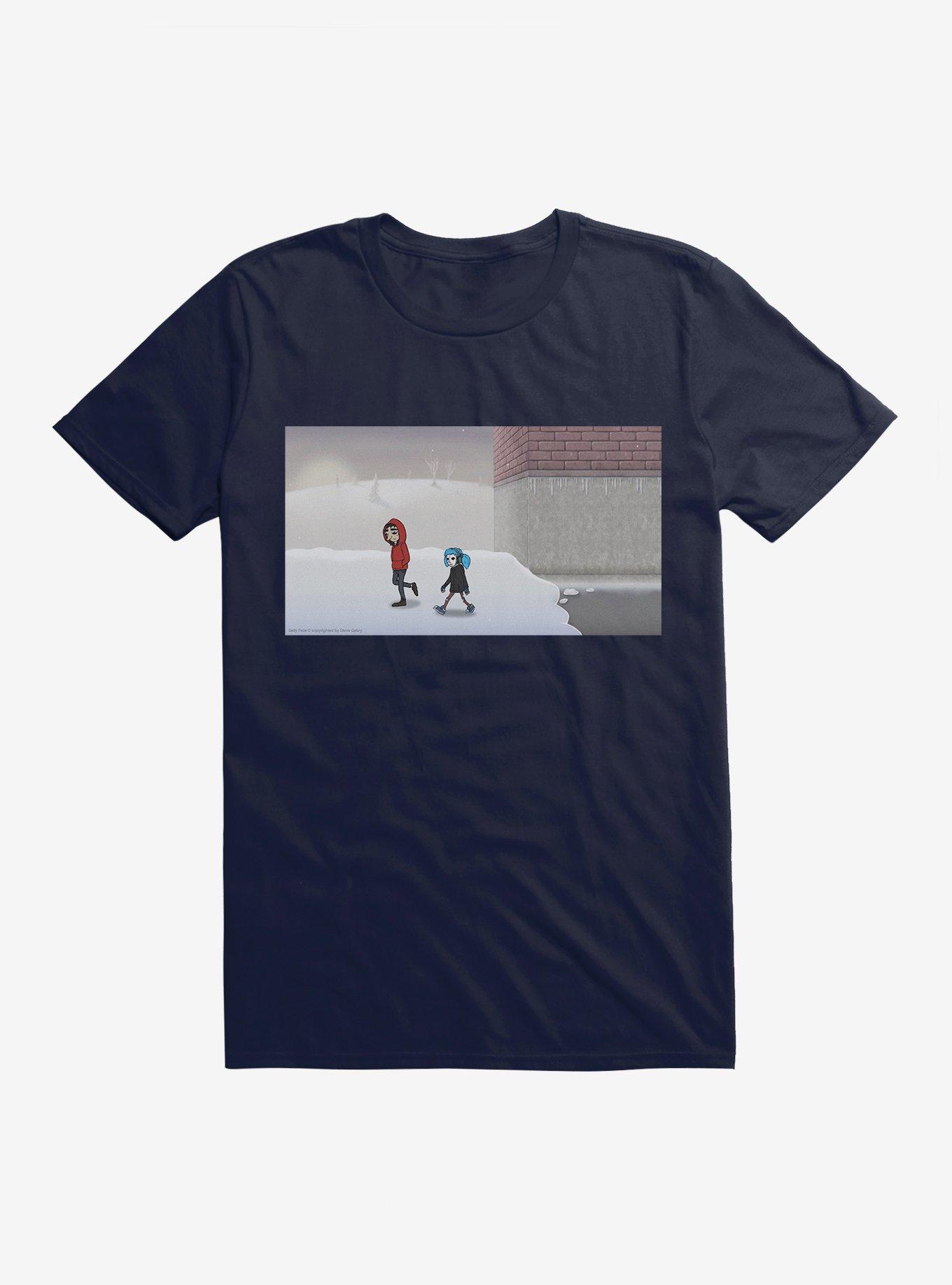 Sally Face Walking Through The Snow T-Shirt, NAVY, hi-res