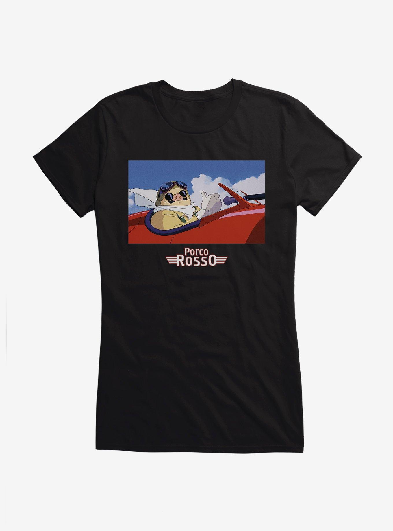 Studio Ghibli Porco Rosso Jet Girls T-Shirt, BLACK, hi-res