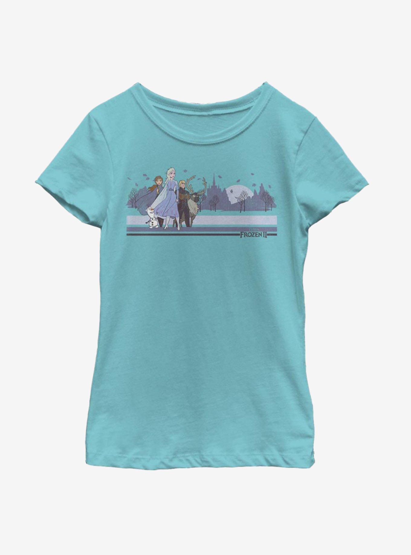 Disney Frozen 2 Group Scenery Youth Girls T-Shirt, TAHI BLUE, hi-res