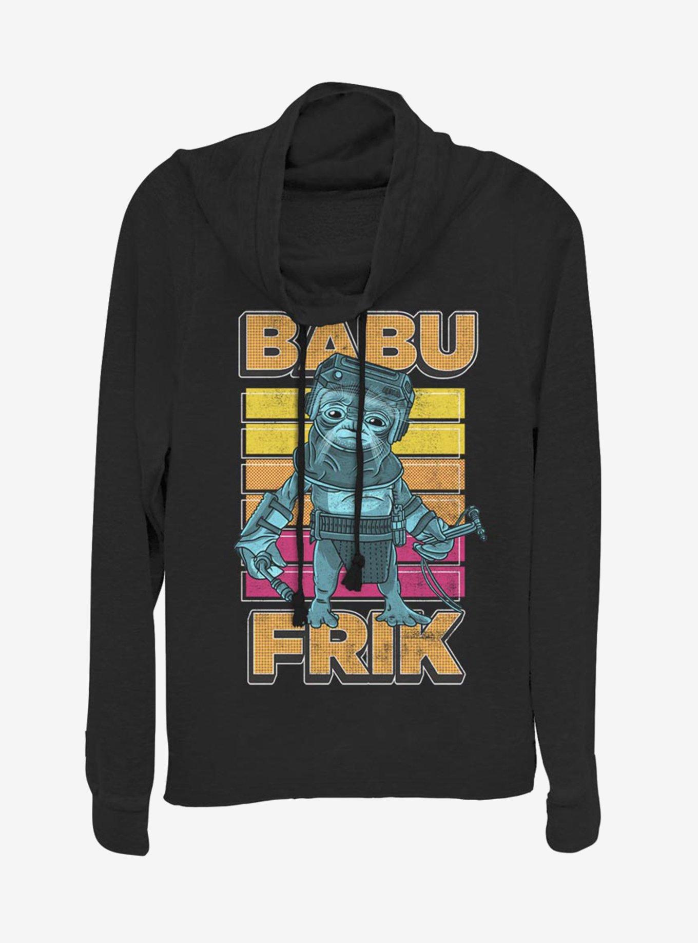 Star Wars Episode IX The Rise Of Skywalker Pop Babu Cowlneck Long-Sleeve Womens Top, BLACK, hi-res