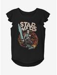 Star Wars Episode IX The Rise Of Skywalker Dark Nines Youth Girls Flutter Sleeve T-Shirt, BLACK, hi-res