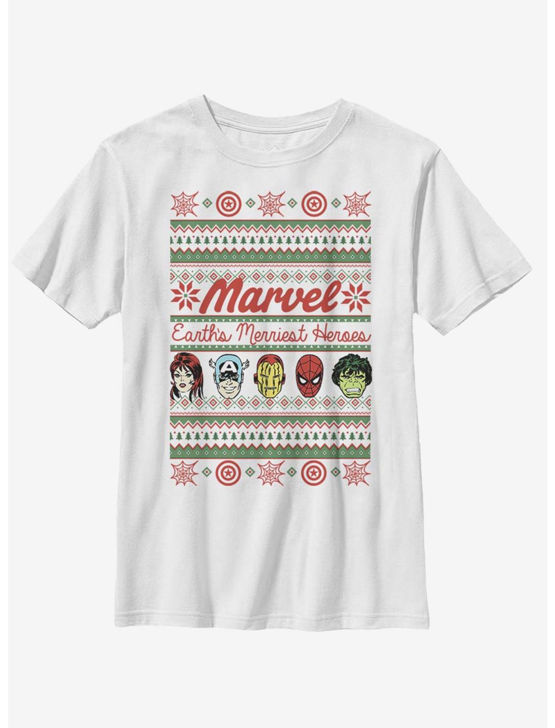 Marvel Avengers Merriest Heroes Youth T-Shirt, WHITE, hi-res