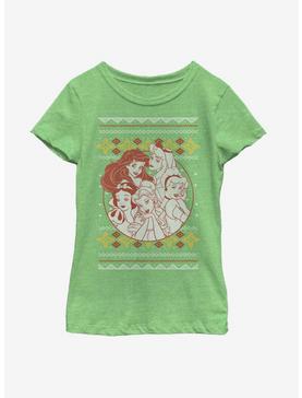 Disney Princesses Christmas Pattern Youth Girls T-Shirt, , hi-res