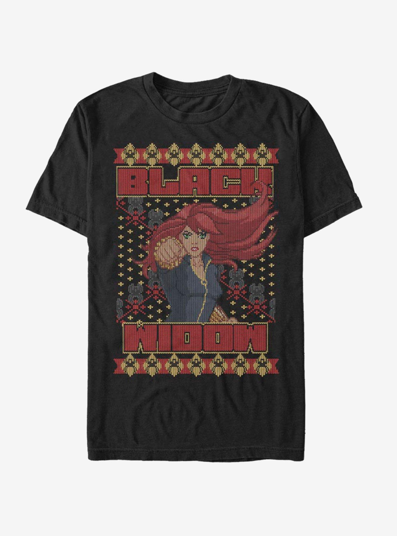 Marvel Black Widow Christmas Pattern T-Shirt, , hi-res