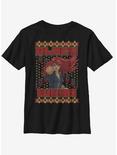 Marvel Black Widow Christmas Pattern Youth T-Shirt, BLACK, hi-res