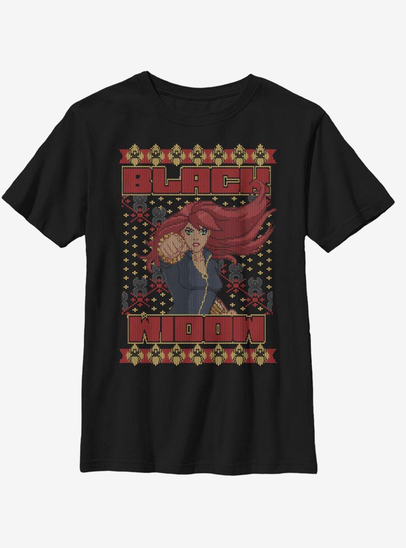 Marvel Black Widow Christmas Pattern Youth T-Shirt, , hi-res