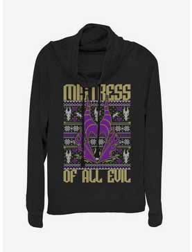 Disney Maleficent Mistress Of All Evil Christmas Pattern Cowlneck Long-Sleeve Womens Top, , hi-res