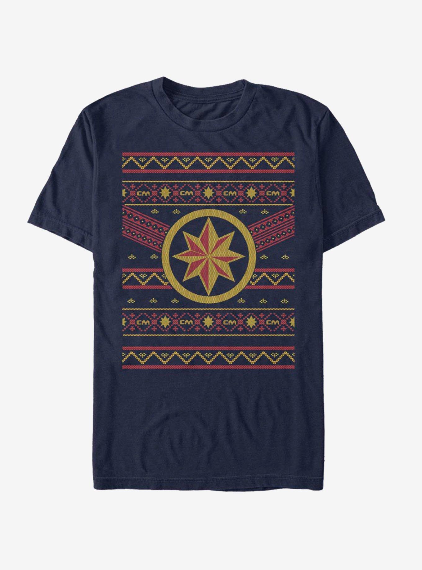 Marvel Captain Marvel Christmas Pattern T-Shirt, , hi-res