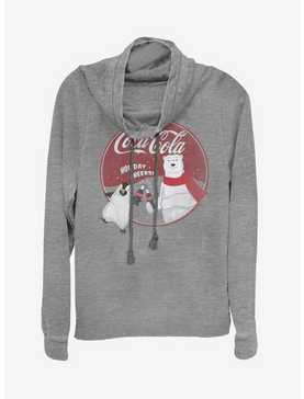 Coca Cola Holiday Cheers Bear Cowlneck Long-Sleeve Womens Top, , hi-res