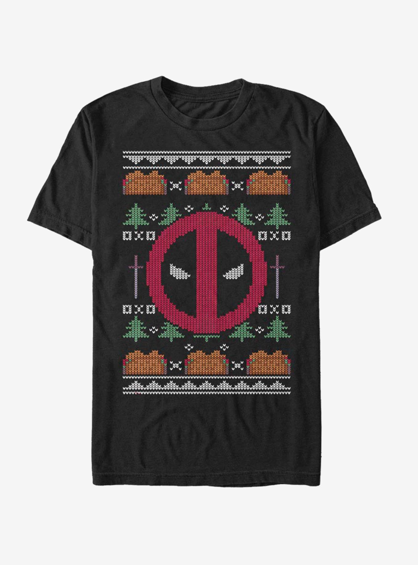 Marvel Deadpool Logo Christmas Pattern T-Shirt, , hi-res