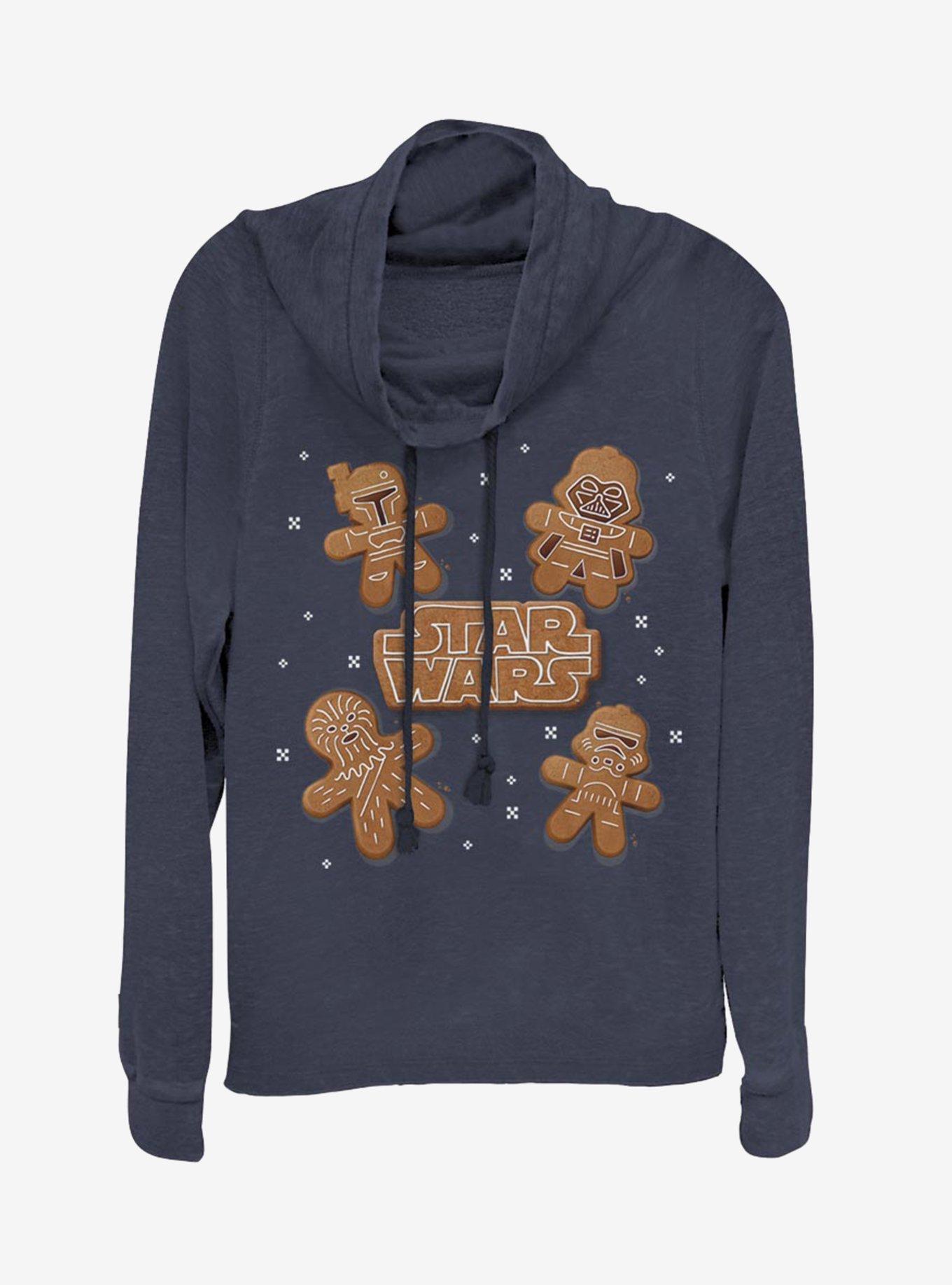 Star Wars Gingerbread Crew Cowlneck Long-Sleeve Womens Top, NAVY, hi-res