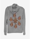 Star Wars Porg Chewie Holiday Cookies Cowlneck Long-Sleeve Womens Top, GRAY HTR, hi-res