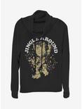 Marvel Guardians Of The Galaxy Jingle Groot Cowlneck Long-Sleeve Womens Top, BLACK, hi-res