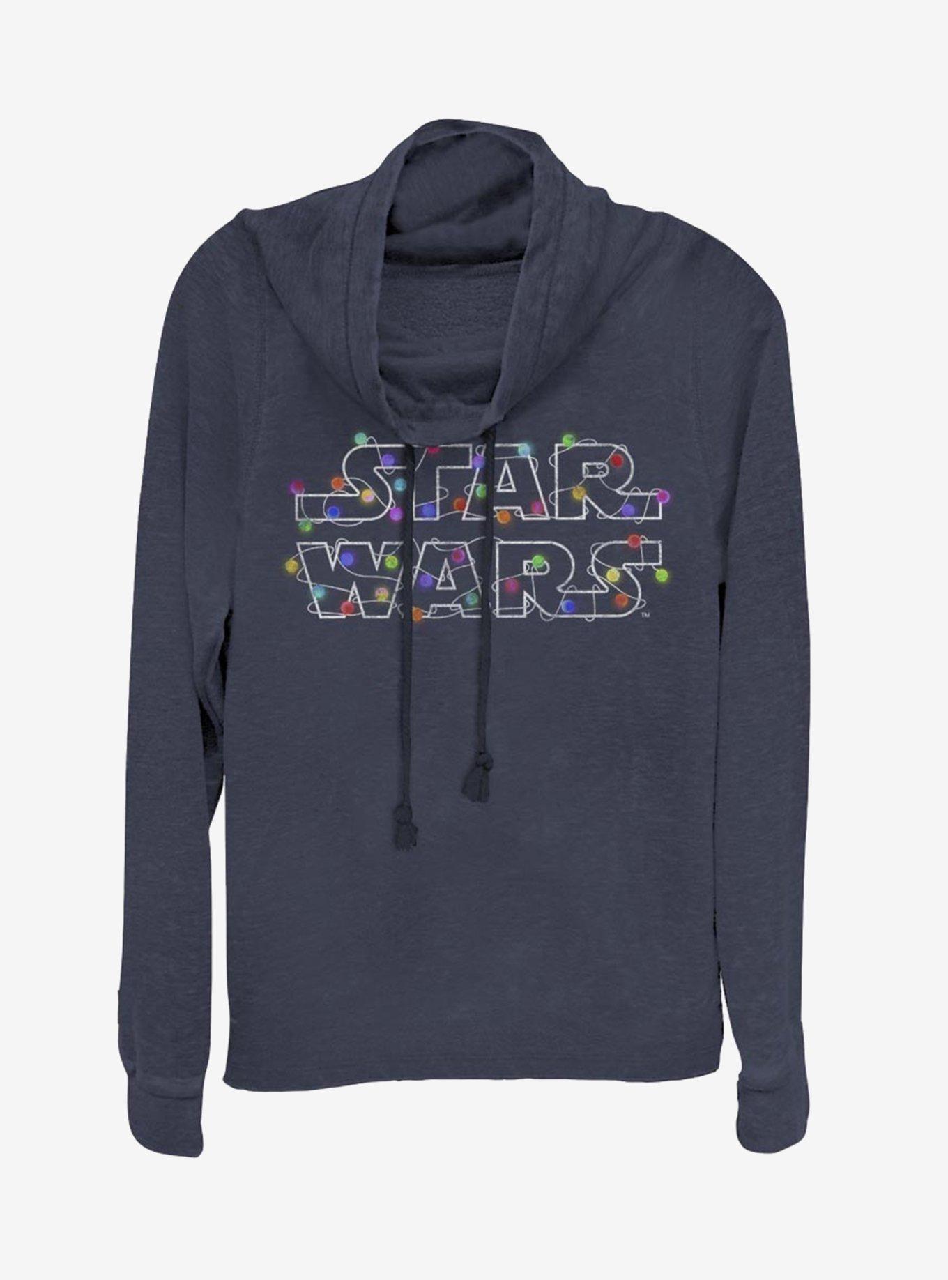 Star Wars Christmas Lights Cowlneck Long-Sleeve Womens Top, , hi-res